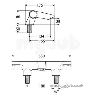 Ideal Standard Brassware -  Ideal Standard Active A4053 Two Tap Holes Bath Filler Cp
